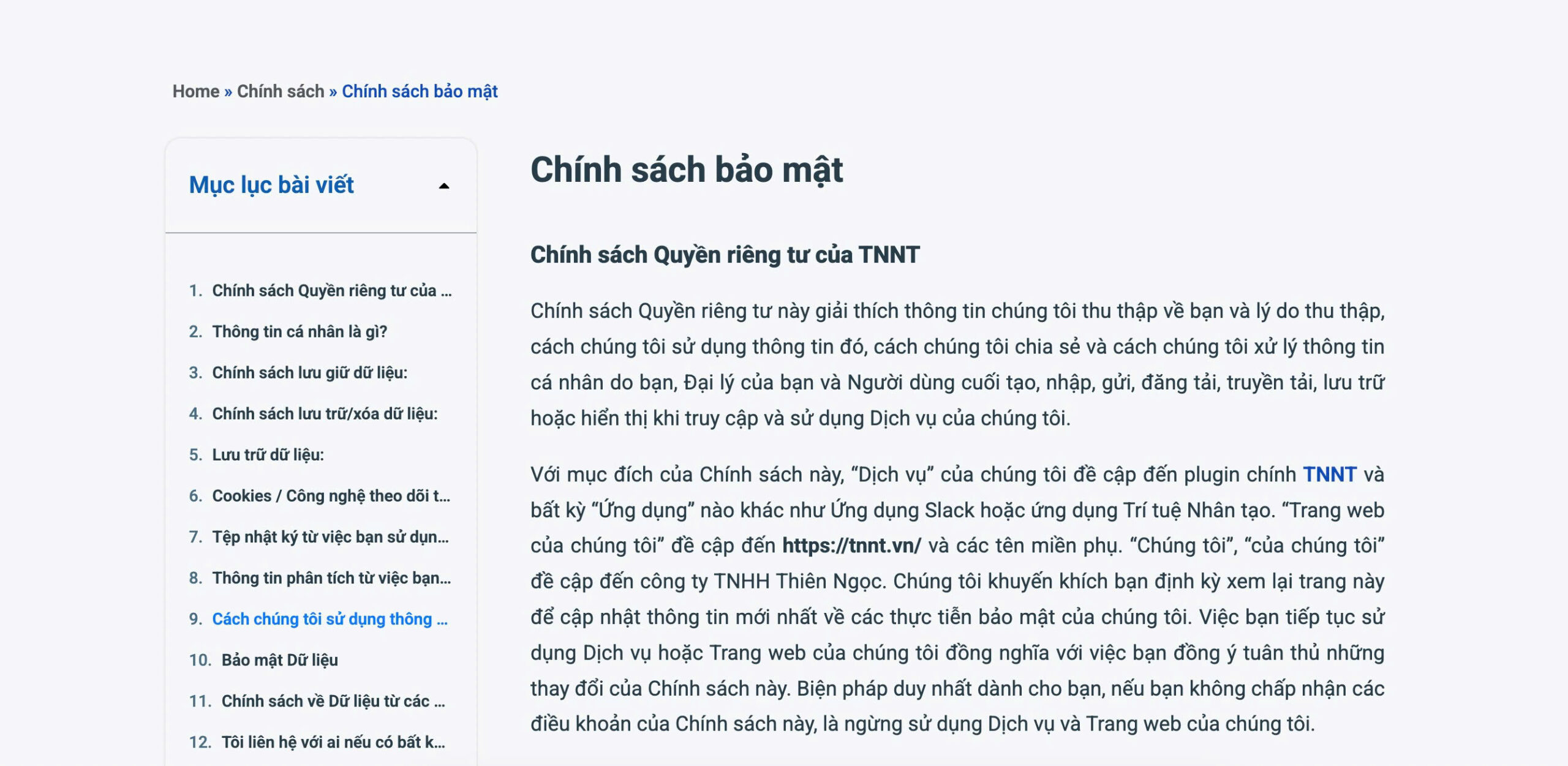 Chính sách bảo mật