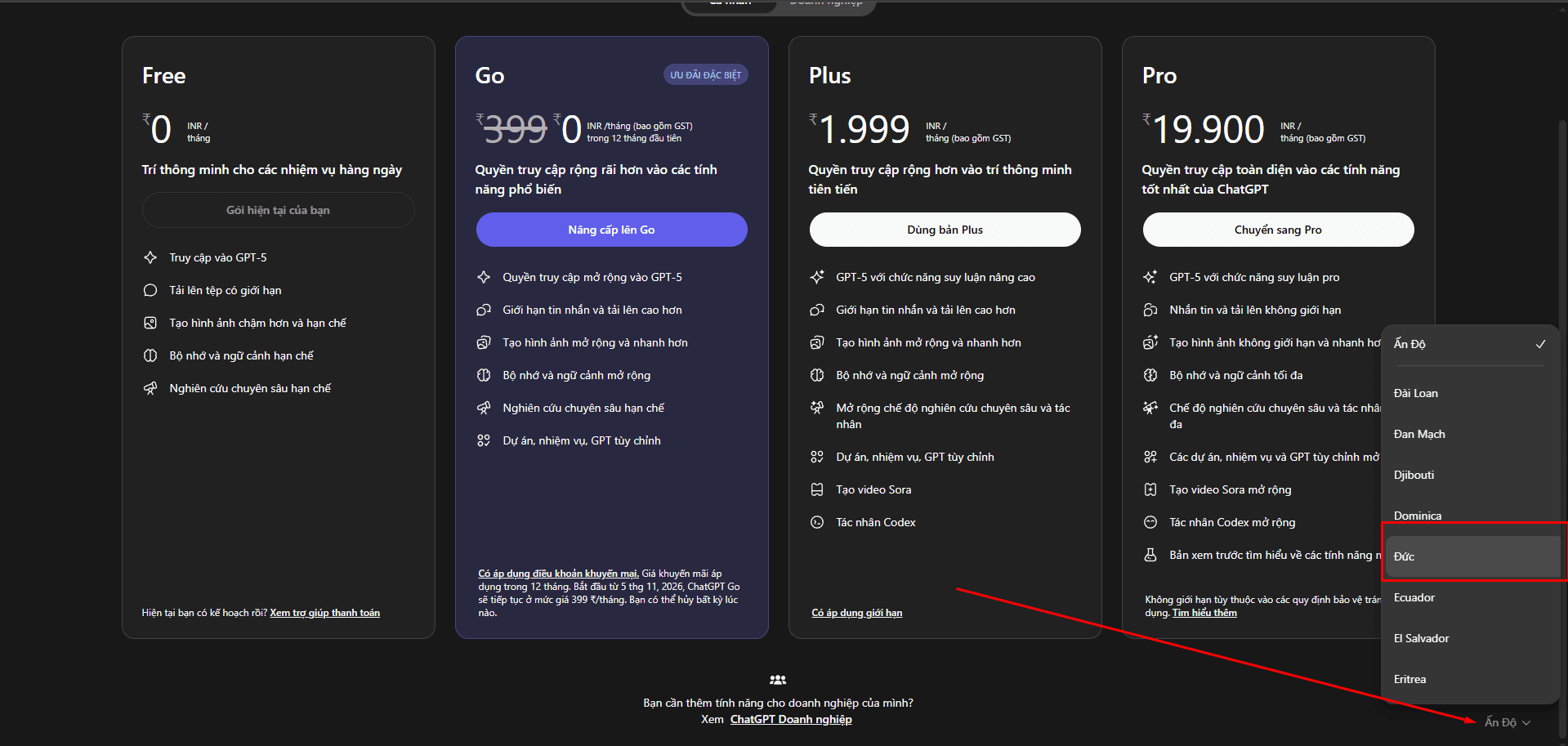 Hướng dẫn 5 bước đăng ký ChatGPT Go miễn phí 1 năm